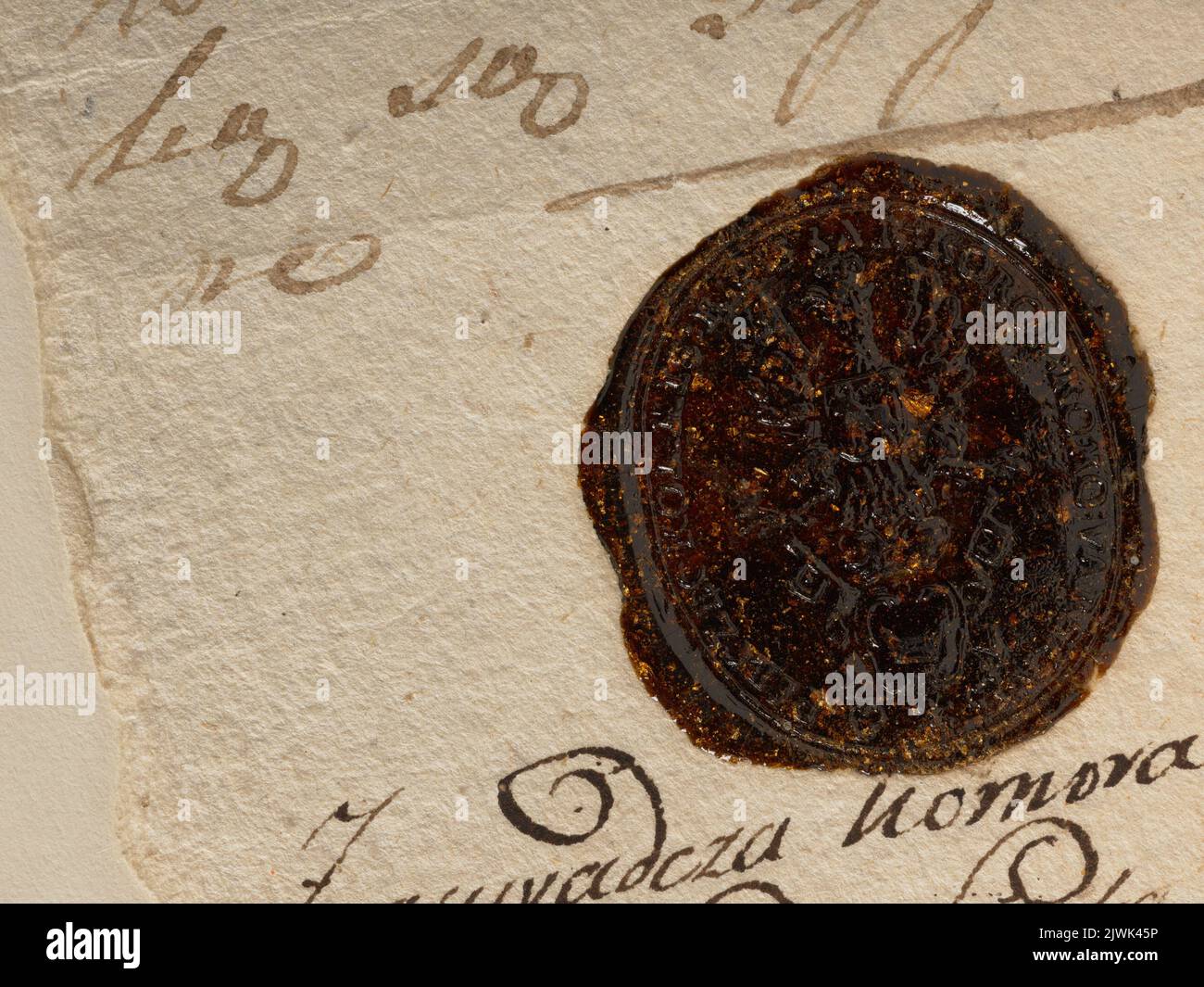 Sigillo della dogana di Varsavia. Komora celna, firmatario Foto Stock
