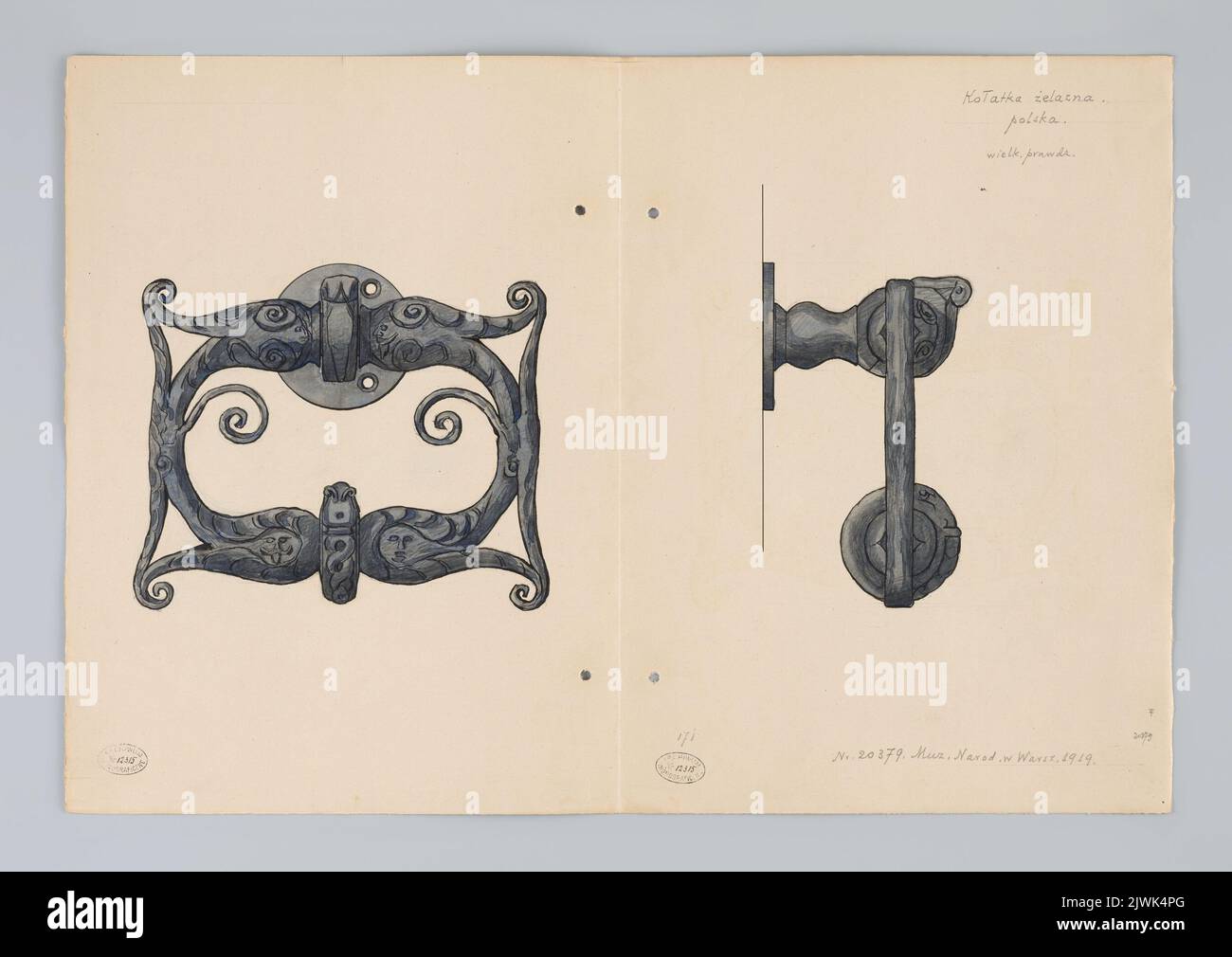 Bandiera araldica della taverna di apprendista macellai, 2nd ° secolo metà 18th. Stettolcman, Władysław Roman (1873-1950), disegnatore, cartoonista Foto Stock