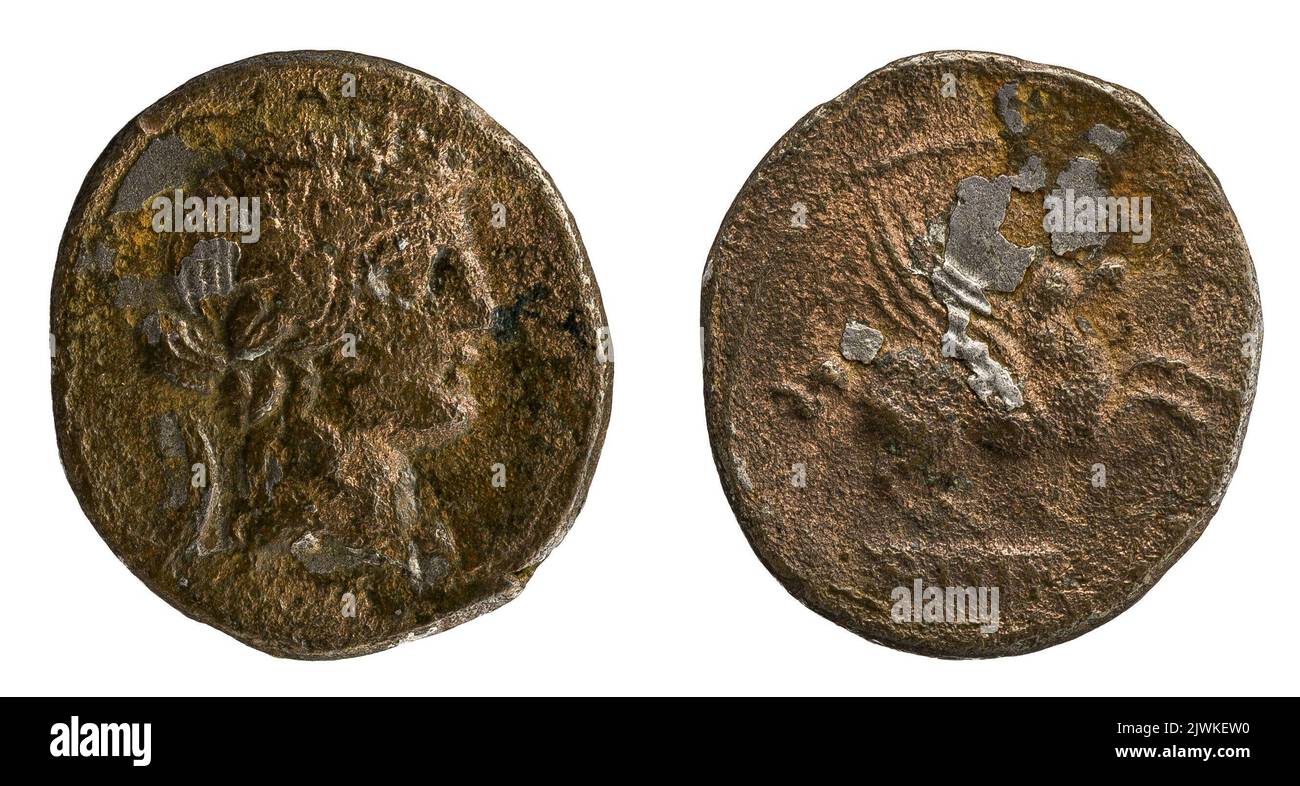 denarius (subaeratus). Titius, Q. (fl. 90 a.C.), agente monetario, Republika Rzymska, emittente Foto Stock