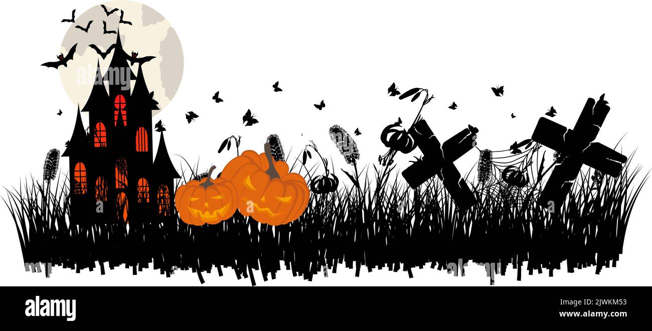 Happy halloween tema bigliettino. Illustrazione Vettoriale. Illustrazione Vettoriale