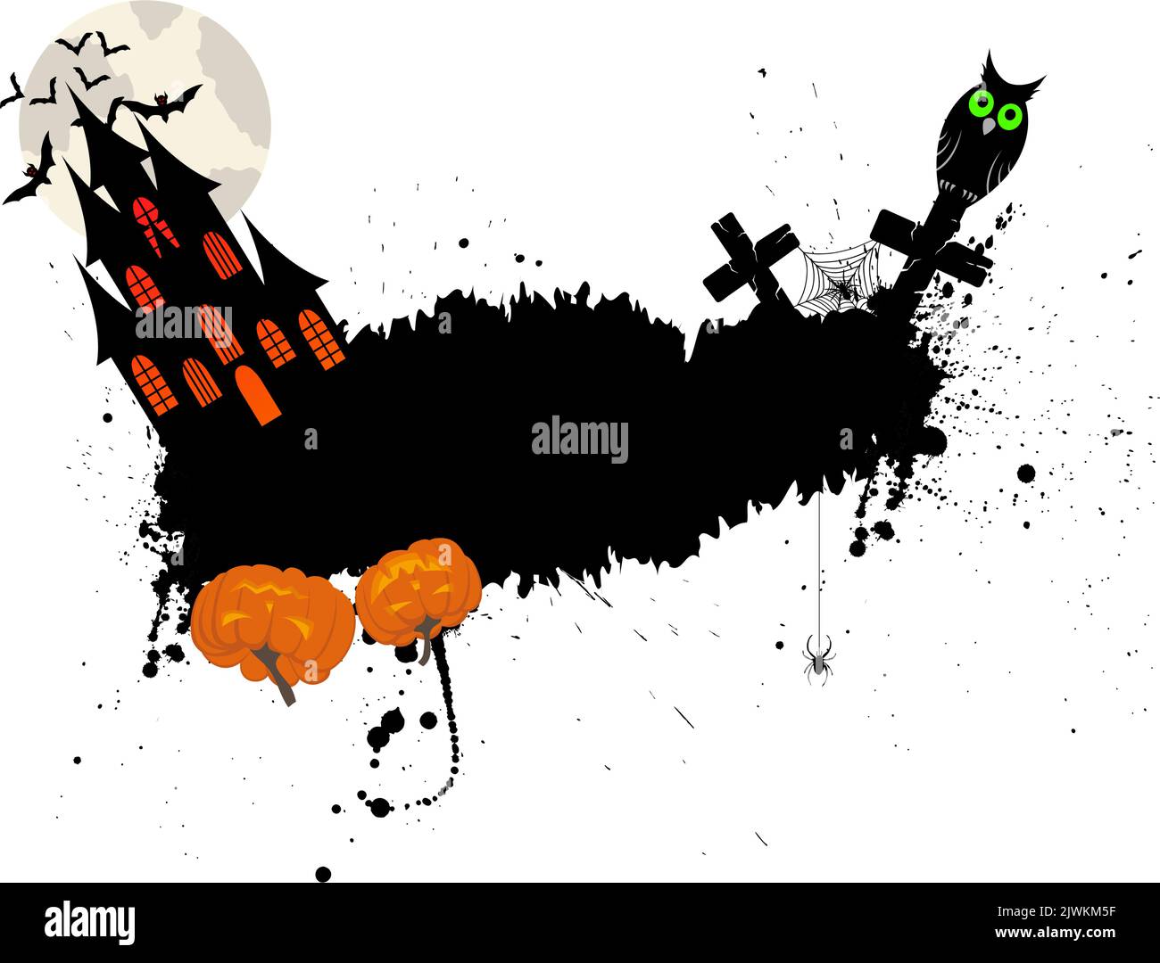 Happy halloween tema bigliettino. Illustrazione Vettoriale. Illustrazione Vettoriale