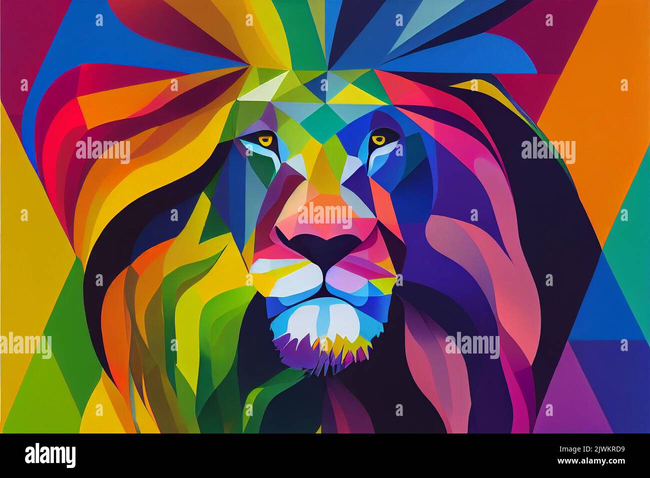 Illustrazione grafica graffiti di un leone forte. Figura ideale per l'uso virtuale o stampato. Foto Stock