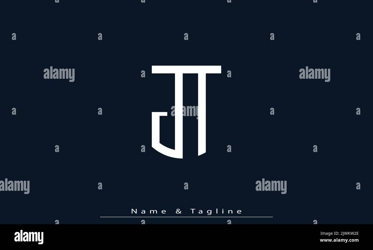 Lettere alfabetiche iniziali Monogramma logo JT , TJ Illustrazione Vettoriale