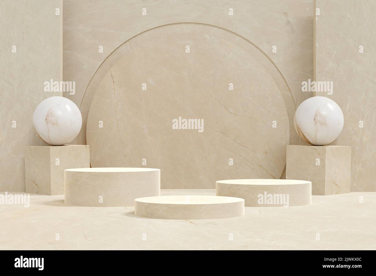 esposizione podio minima per presentazione stand prodotti di sfondo cosmetico. scena concept vetrina per nuovo prodotto, vendita promozione, banner. 3D il Foto Stock