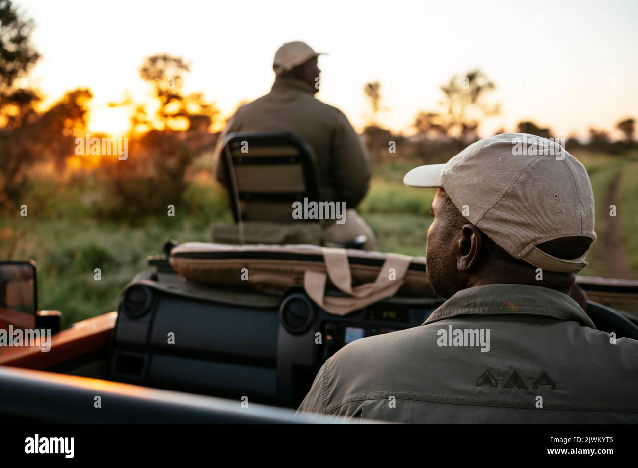 Safari in auto nella Riserva Naturale privata di Timbavati, Parco Nazionale di Kruger, Sud Africa Foto Stock
