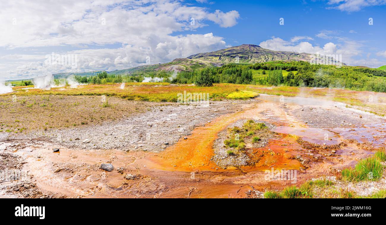 Tundra fumante a Geysir Foto Stock