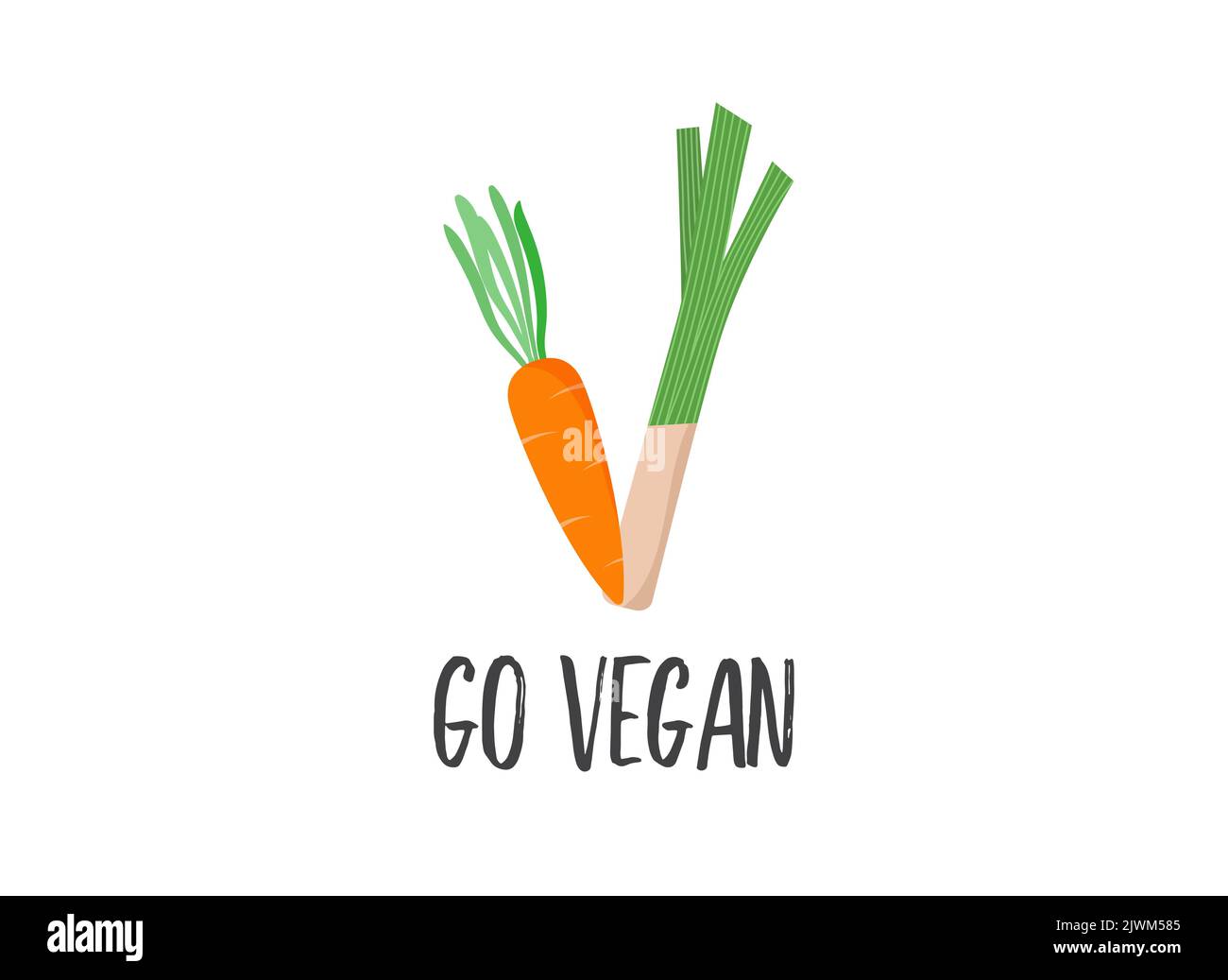 World Vegan Day, Concept Design con carota e sedano. Per promozioni, adesivi, banner, biglietti d'auguri sui social media Illustrazione Vettoriale