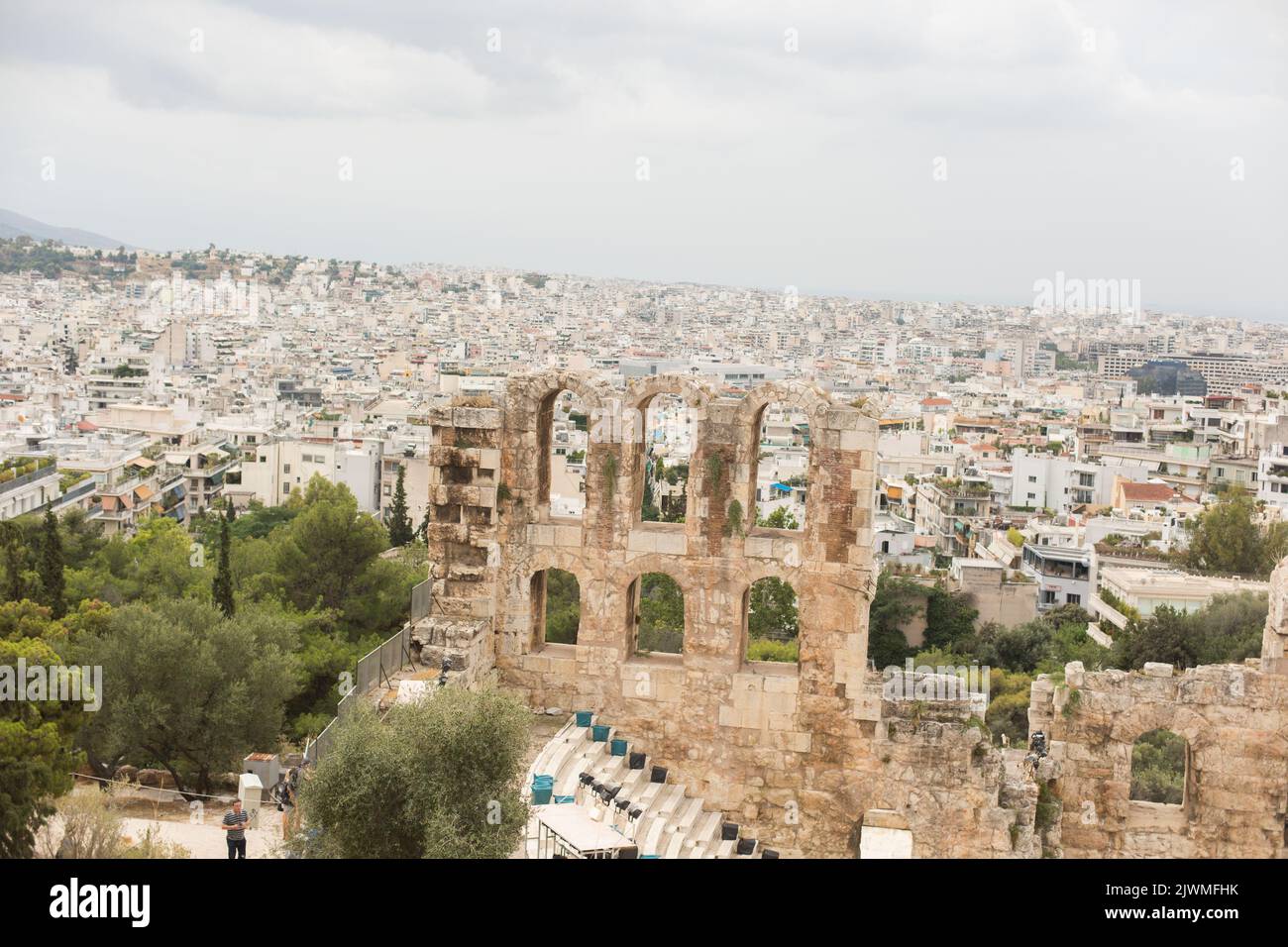 Vista dall'Acropoli di Atene, Grecia Foto Stock