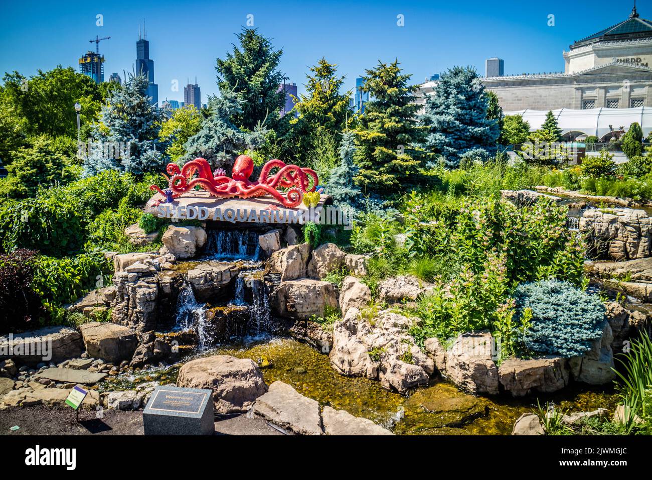 Un'enorme esposizione pubblica di creature acquatiche a Chicago, Illinois Foto Stock