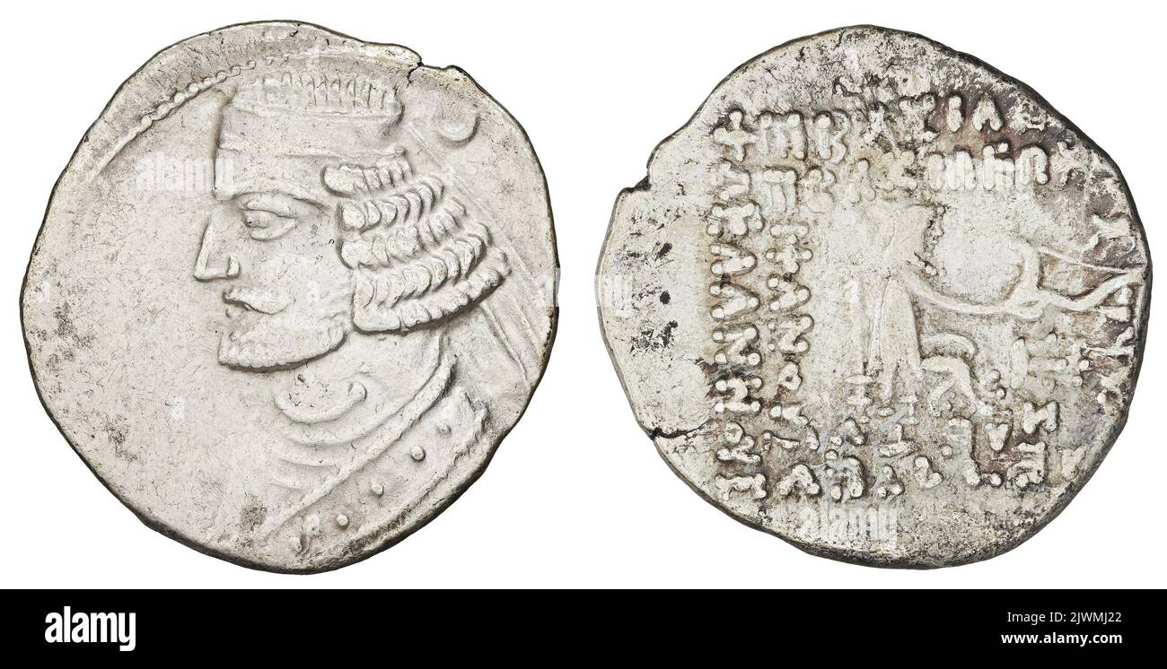 drachm. Orodes II (Król Partii ; 57-37 p.n.e.), regnante Foto Stock