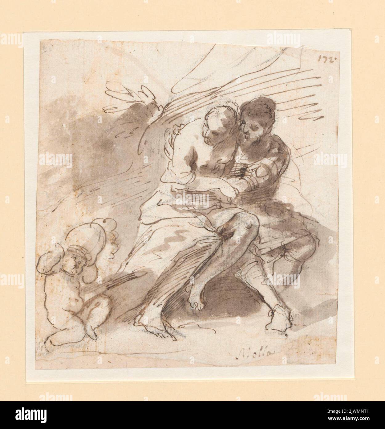 Venere e Marte con putto. Mola, Pier Francesco (1612-1666), disegnatore, cartoonista, veronese, Paolo (1528-1588), pittore Foto Stock