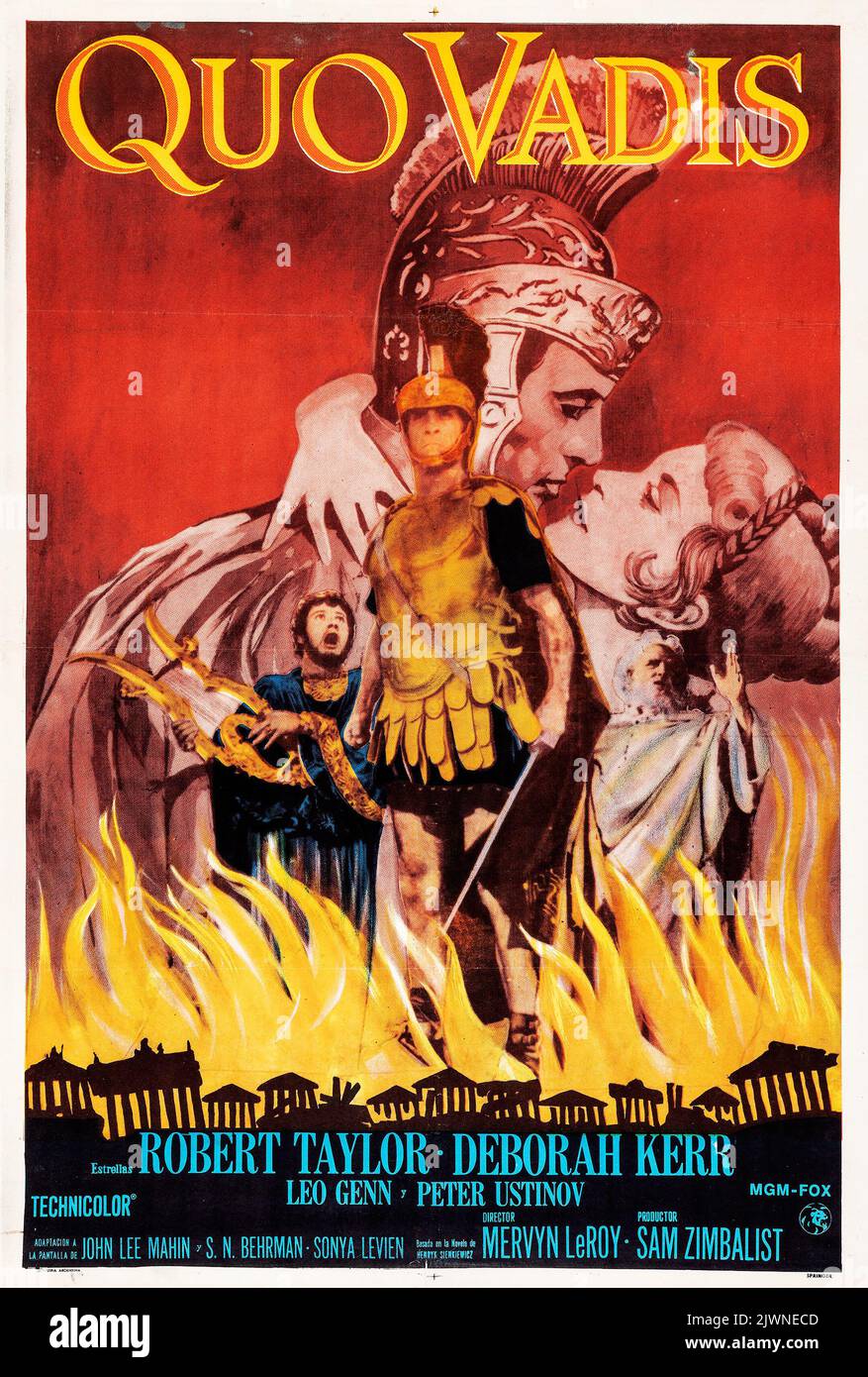 Quo Vadis (MGM, 1957) versione Argentina. Feat Robert Taylor, Deborah Kerr, Leo Genn e Peter Ustinov. Foto Stock