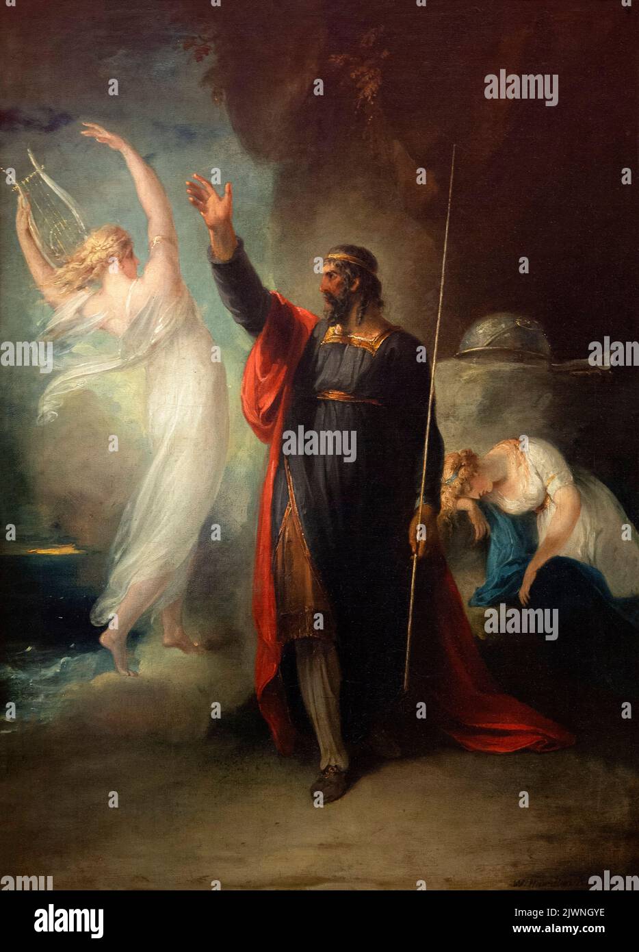 Prospero e Ariel, da Shakespeare's The Tempest, William Hamilton, 1797, Alte Nationalgalerie, Berlino, Germania, Europa Foto Stock