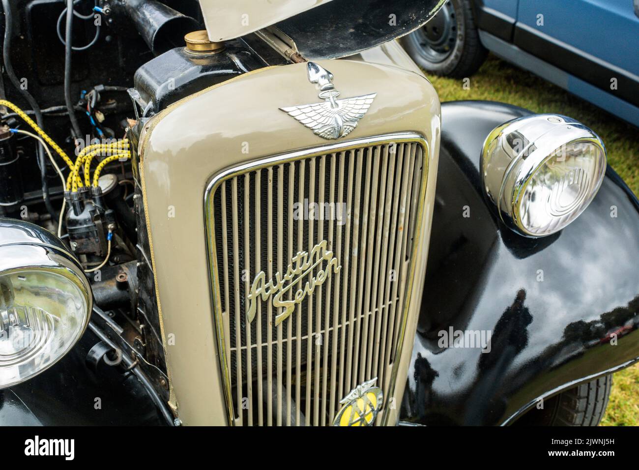 1935 Austin Seven ARQ Ruby. Spettacolo di auto classica della Torre di Hoghton 2022. Foto Stock