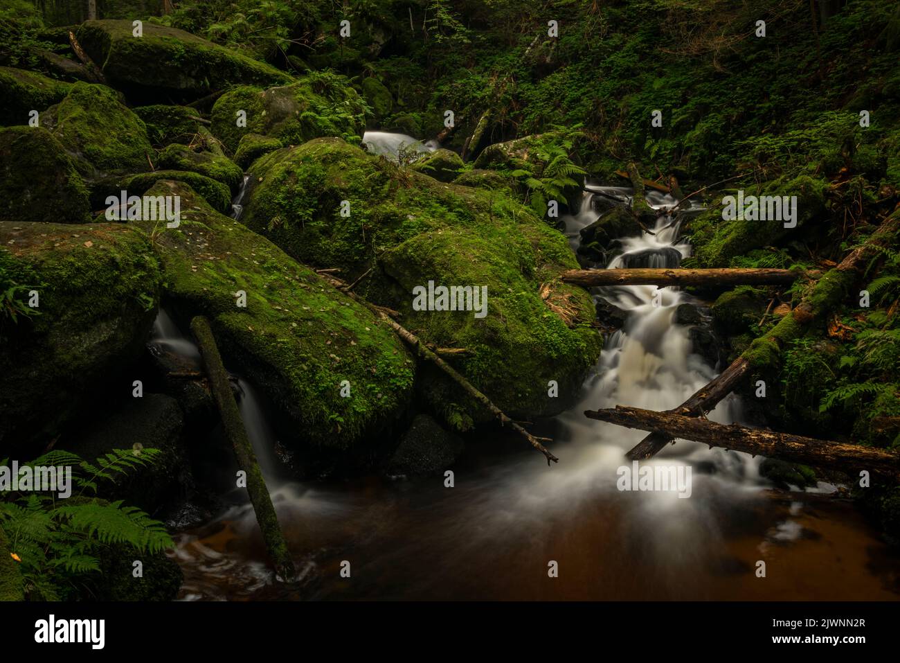 Cascata di San Wolfgang nei pressi della città di Vyssi Brod nella Boemia meridionale vicino al confine con l'Austria Foto Stock