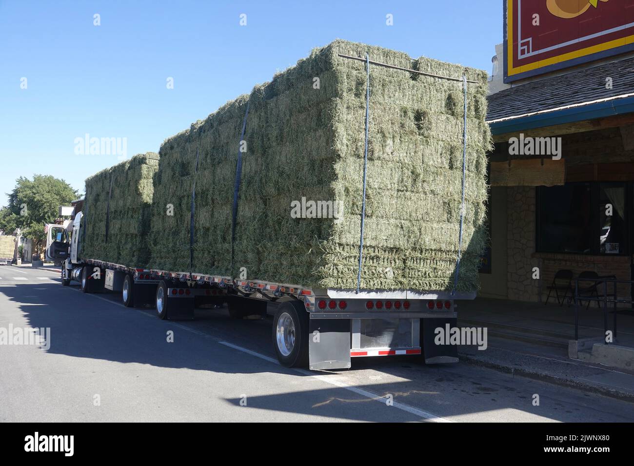 fieno per traino rimorchio trattore midwest Foto Stock
