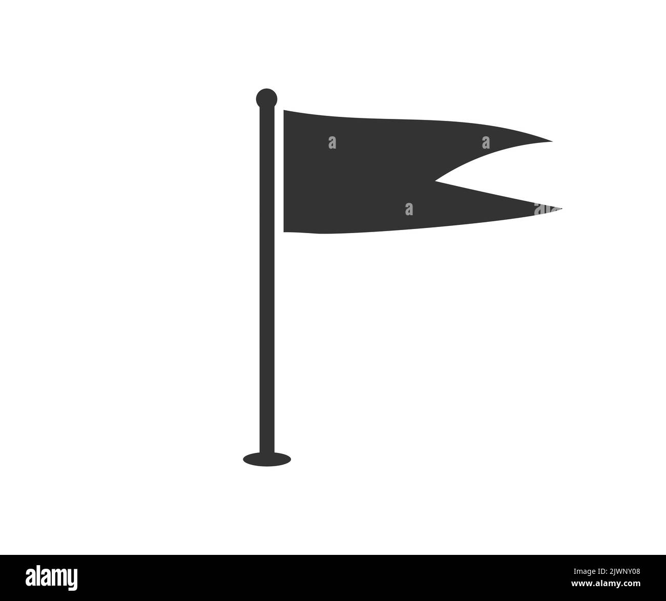 Silhouette Imposta la bandierina per il design del logo decorativo. Disegno e illustrazione del vettore del flag di ondulazione. Illustrazione Vettoriale