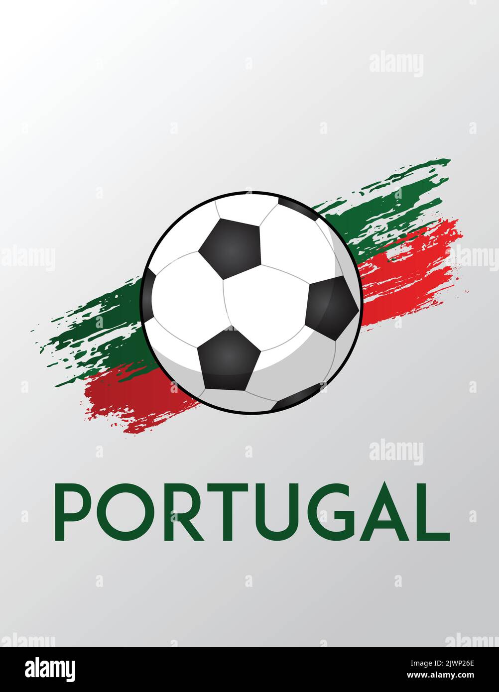Bandiera Portogallo con effetto pennello per tema Calcio Illustrazione Vettoriale