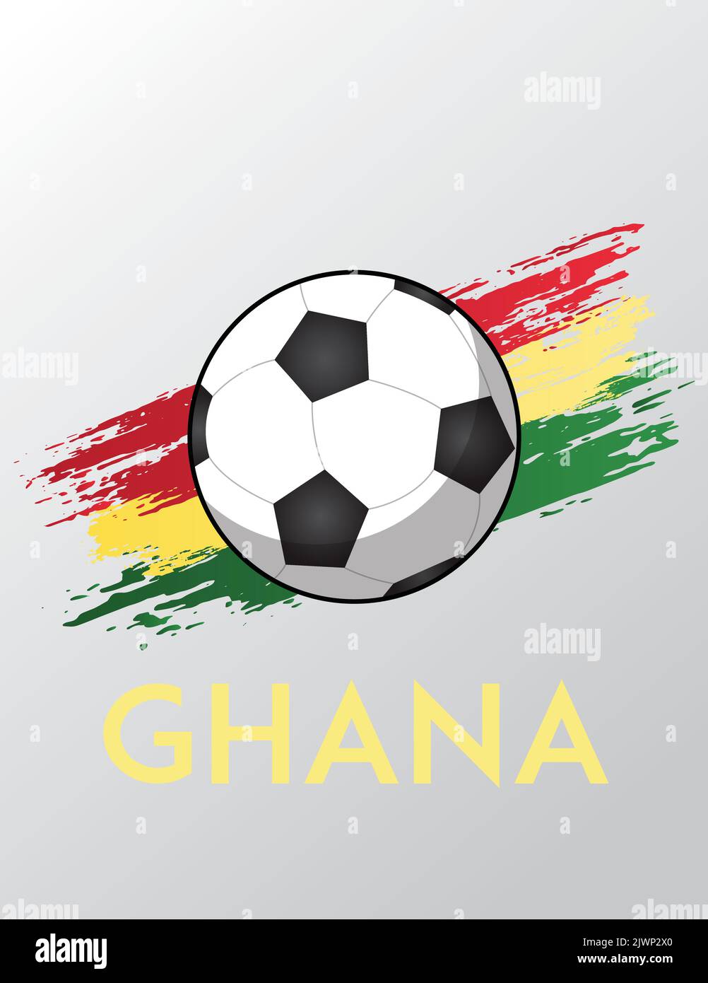 Bandiera Ghana con effetto pennello per tema Calcio Illustrazione Vettoriale