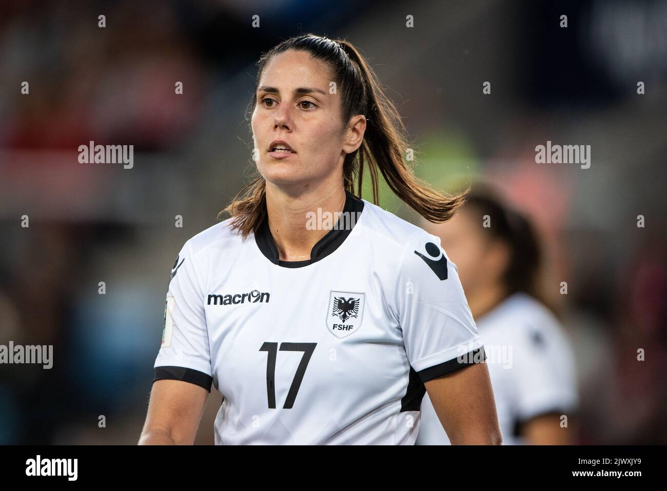 Oslo, Norvegia. 06th Set, 2022. Kristina Maksuti (17) dell'Albania visto durante il qualificatore di Coppa del mondo femminile tra Norvegia e Albania allo stadio Ullevaal di Oslo. (Photo Credit: Gonzales Photo/Alamy Live News Foto Stock