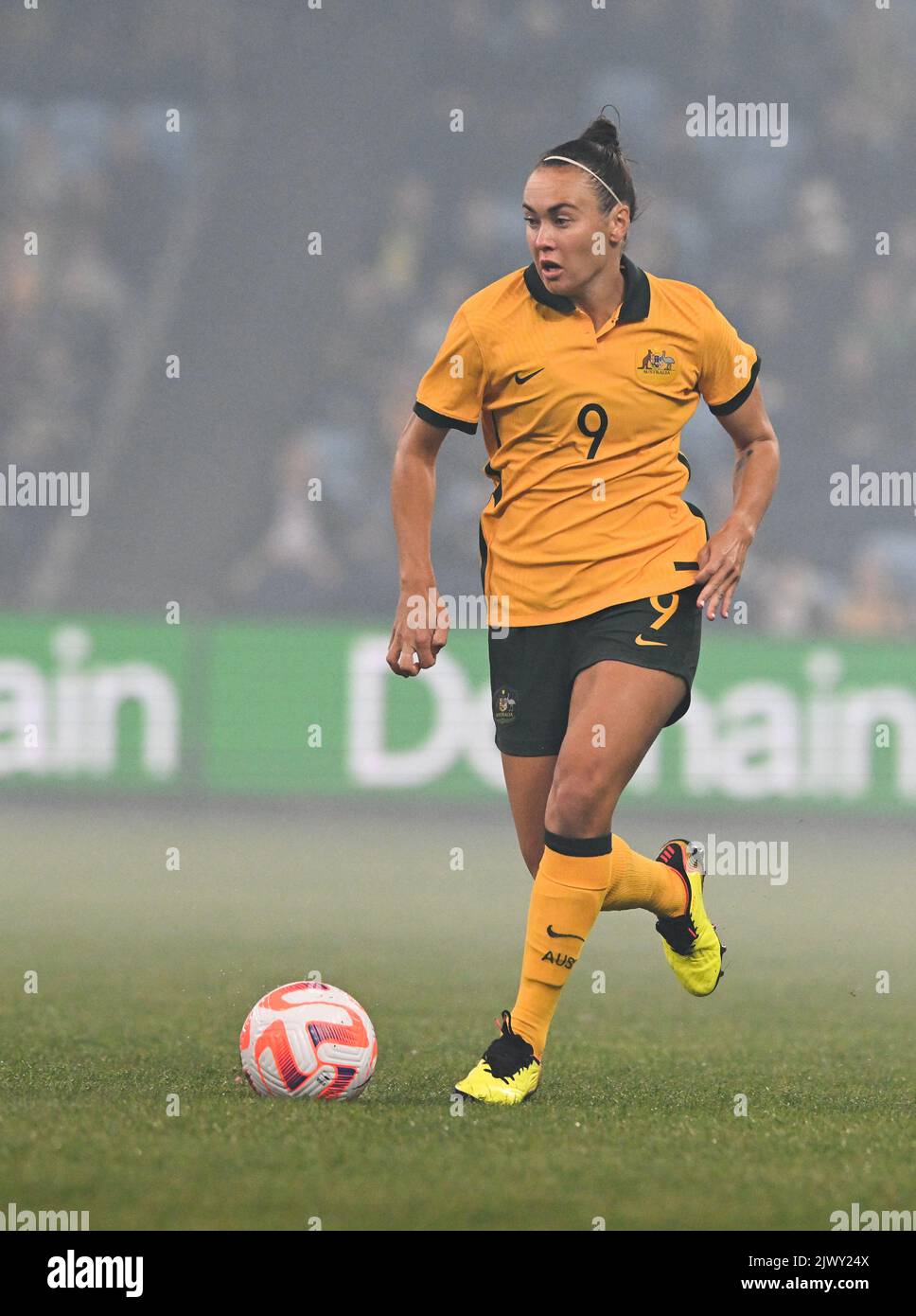 Moore Park, Australia. 06th Set, 2022. Caitlin Foord della squadra di calcio femminile australiana in azione durante il gioco 2 della partita di calcio femminile internazionale amichevole tra Australia e Canada allo stadio Allianz. Punteggio finale: Canada 2:1 Australia. Credit: SOPA Images Limited/Alamy Live News Foto Stock