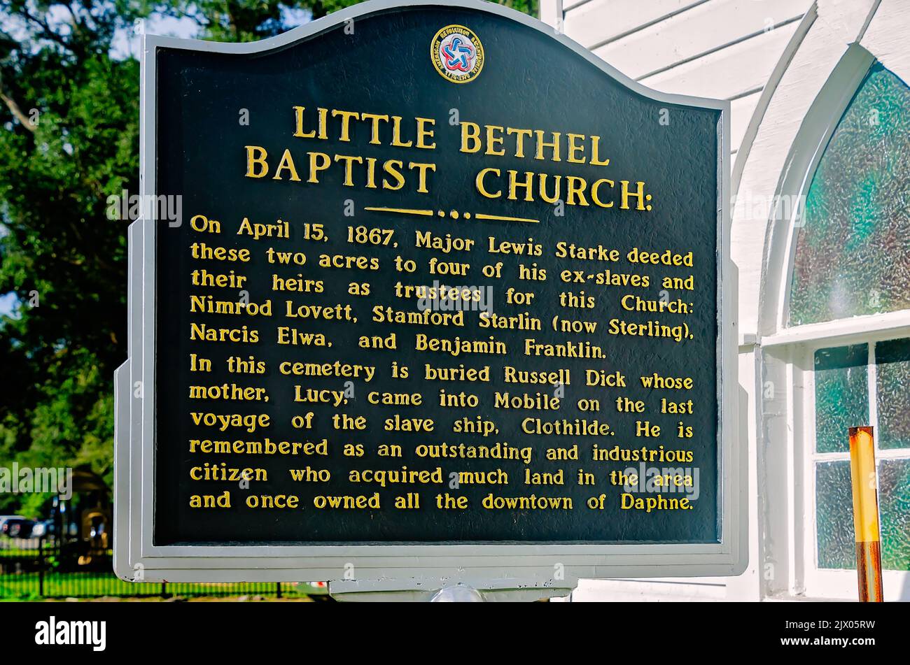 La chiesa Battista di Little Bethel è nella foto, 4 settembre 2022, a Daphne, Alabama. La chiesa fu fondata dagli schiavi liberati nel 1867. Foto Stock