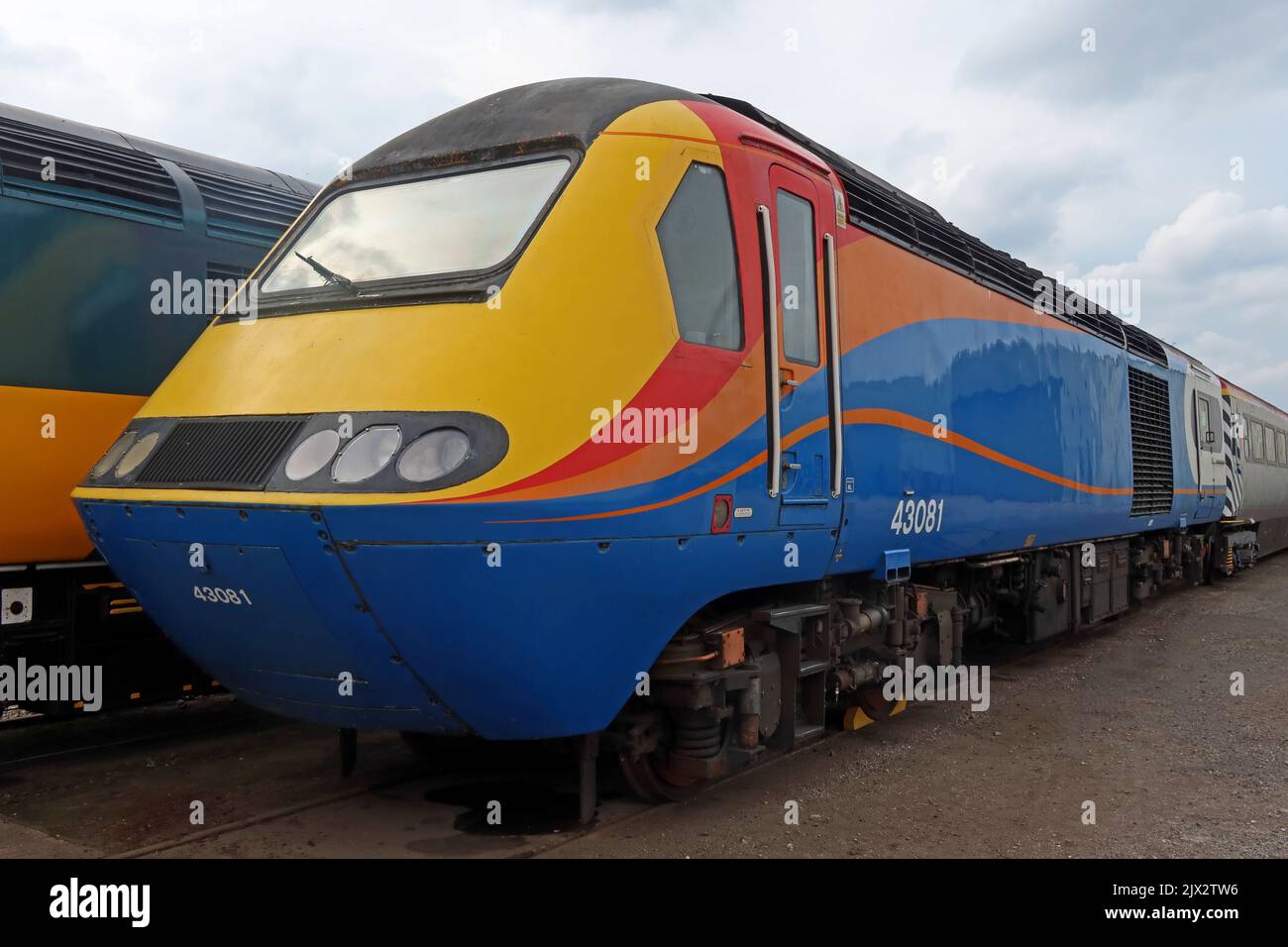 HST PAXMAN Diesel Locomotive Power Car, VP185 43081, 00th motore conservato presso il Crewe Heritage Centre, Cheshire, Inghilterra, UK, CW1 2DB Foto Stock