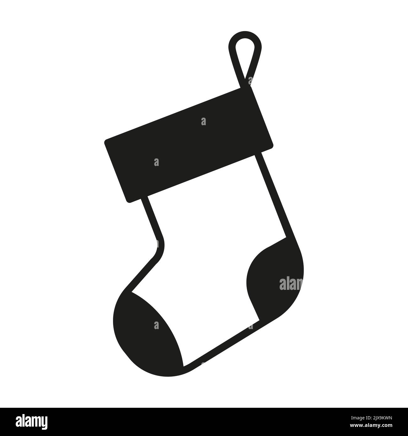 Logo Vector invernale. Icona calze di Natale in bianco e nero Illustrazione Vettoriale