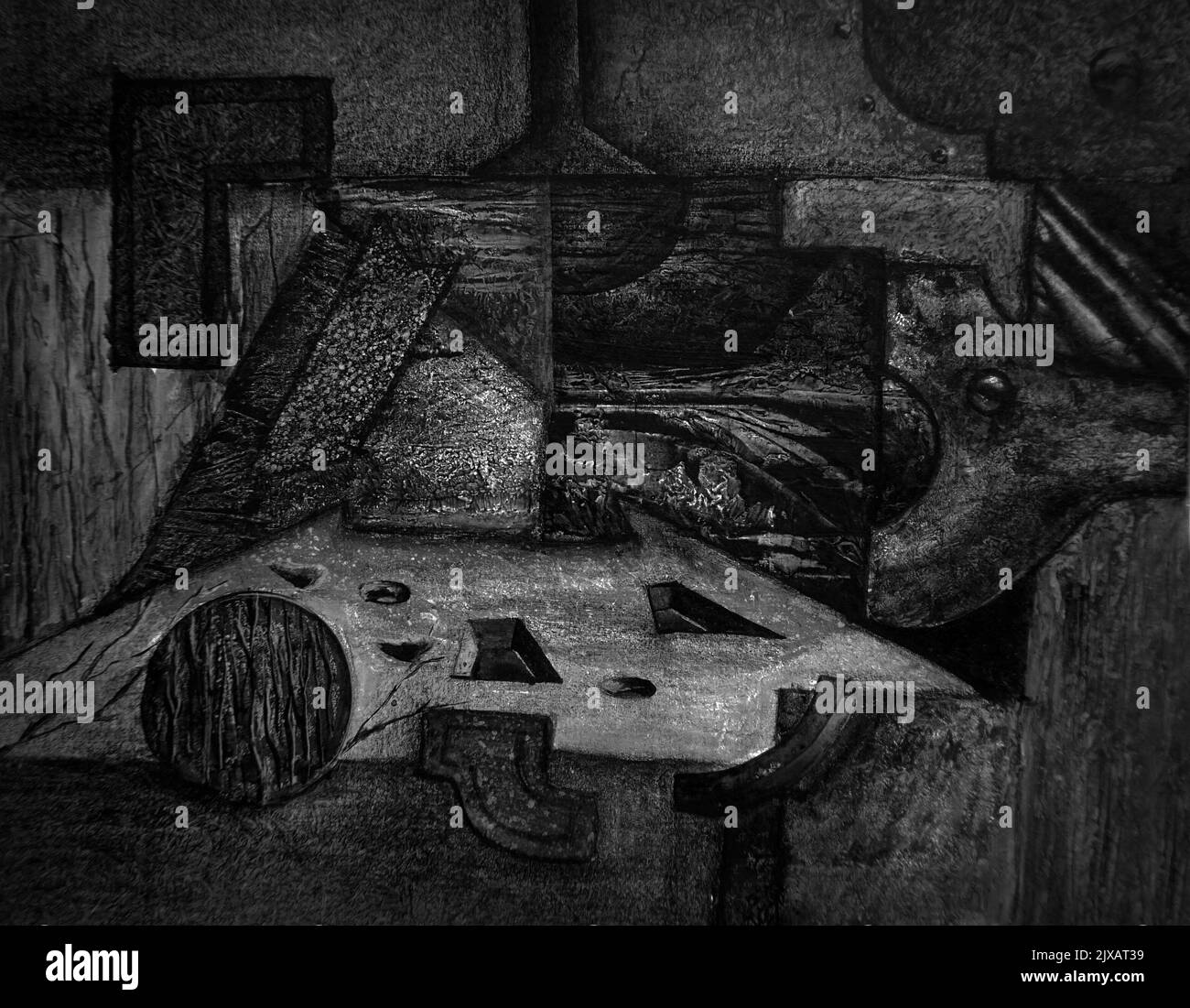 Bianco e nero , disegnando luci e ombre forme geometriche creative Foto Stock