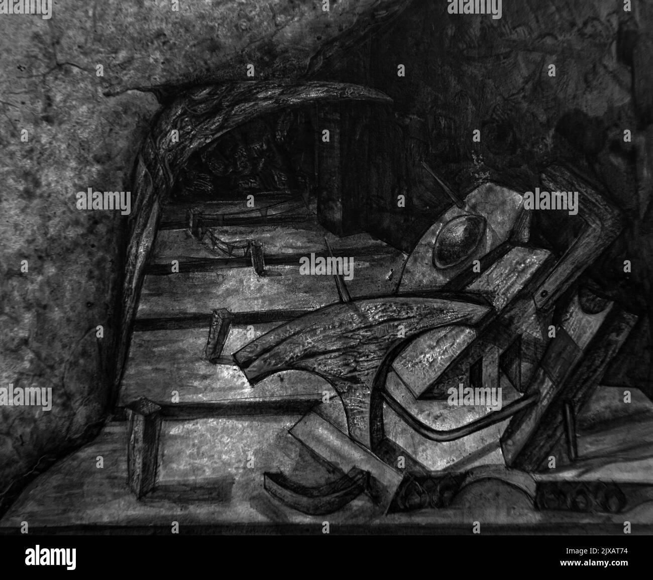 Bianco e nero , disegnando luci e ombre forme geometriche creative Foto Stock