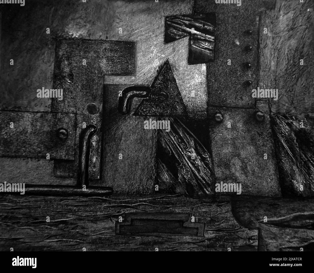 Bianco e nero , disegnando luci e ombre forme geometriche creative Foto Stock