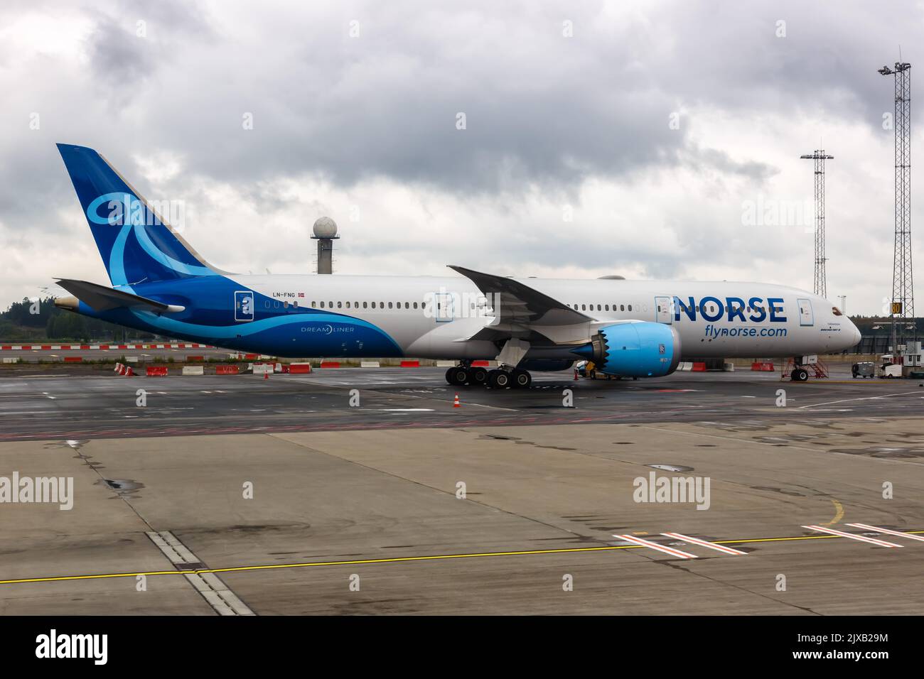 Oslo, Norvegia - 16 agosto 2022: Norse Atlantic Airways Boeing 787-9 Dreamliner aereo all'aeroporto di Oslo (OSL) in Norvegia. Foto Stock