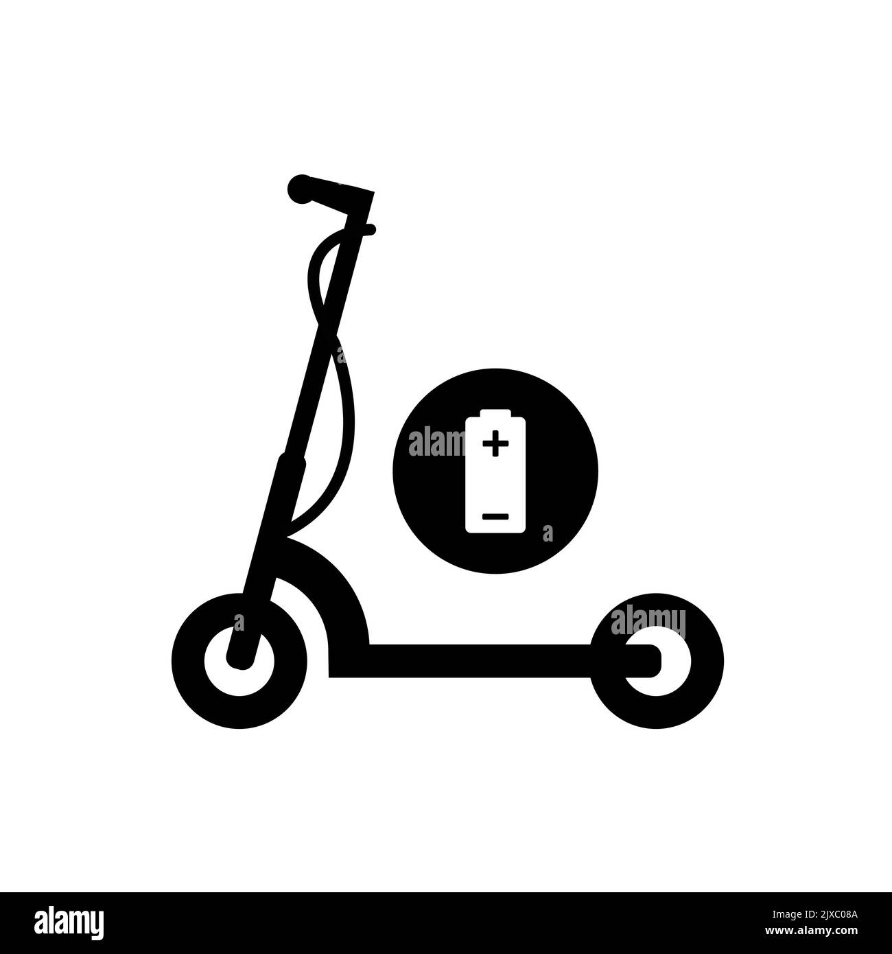 Icona scooter elettrico. Illustrazione vettoriale del trasporto ecologico per lo stile di vita cittadino. Illustrazione Vettoriale