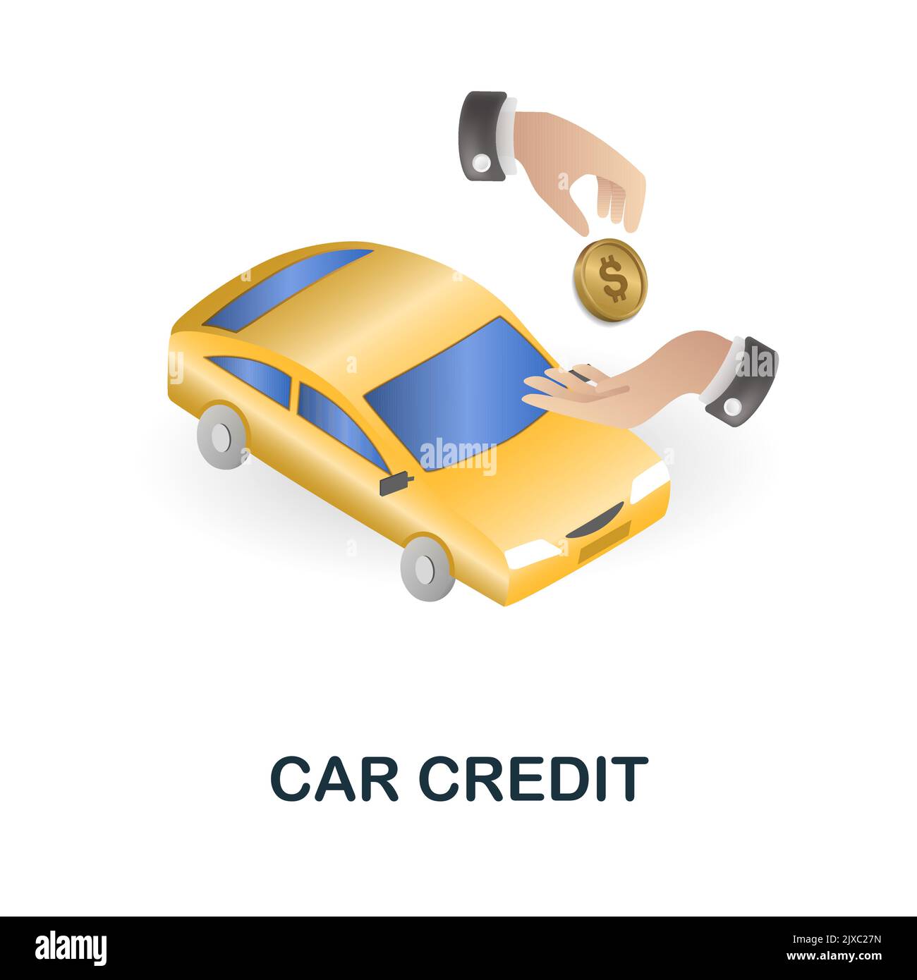 Icona credito auto. 3d illustrazione dalla collezione bancaria. Creative Car Credit 3D icona per il web design, modelli, infografiche e altro ancora Illustrazione Vettoriale