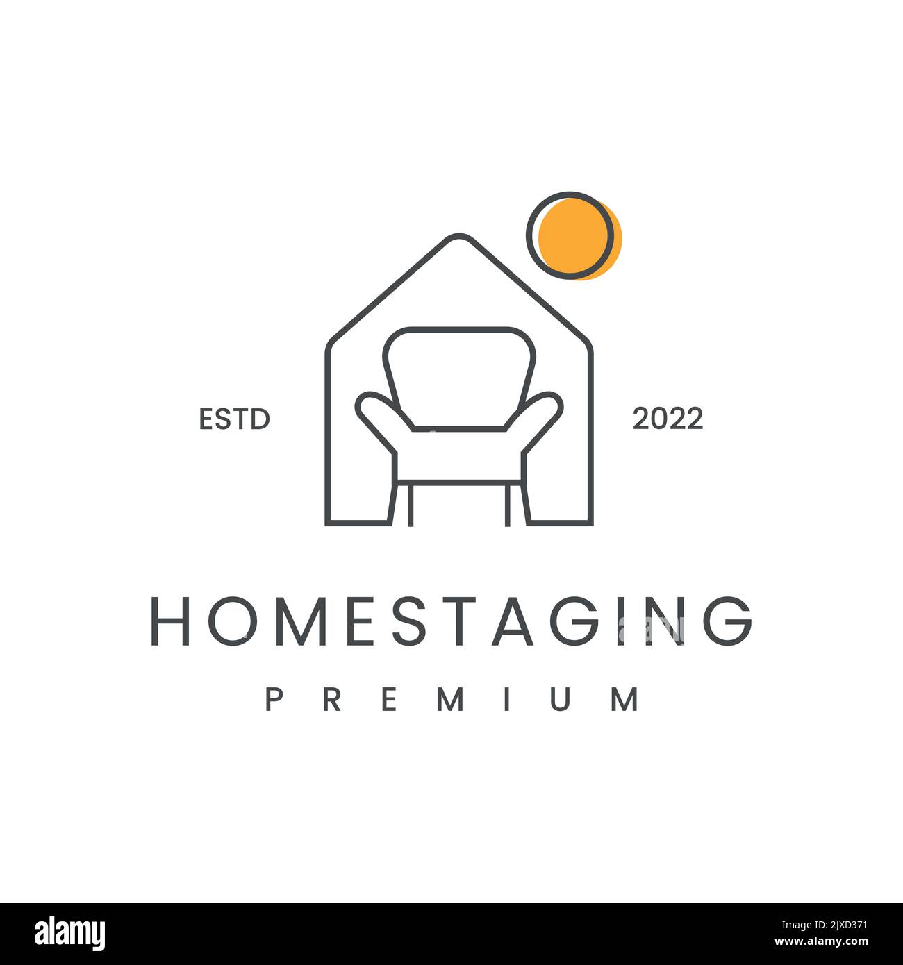 Home interno illustrazione logo home staging design, proprietà manutenzione Mobili Vector Template Illustrazione Vettoriale