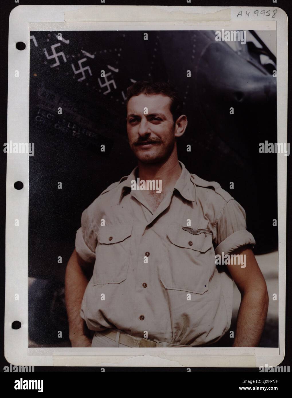 2nd Lt. Lawrence P. Liebers, P-38 Asso combattente in Nord Africa. Foto Stock