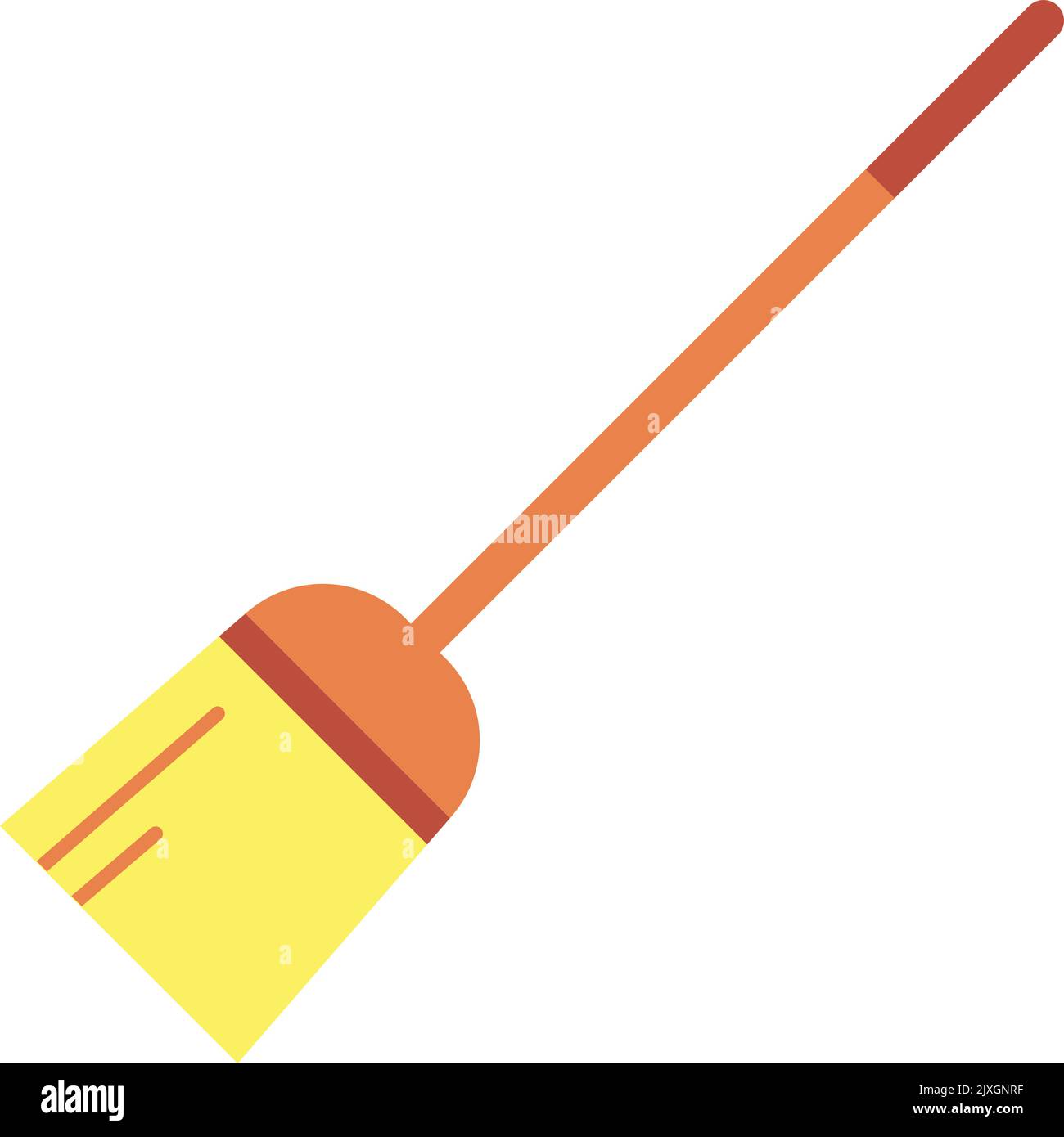 Icona del bastoncino di scopa. Utensile tradizionale per la pulizia dei pavimenti in polvere Illustrazione Vettoriale