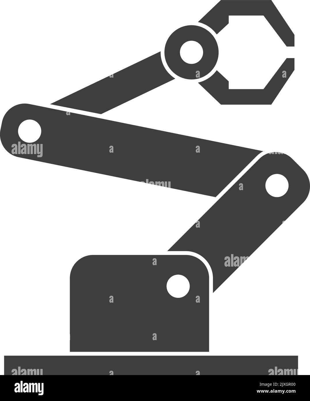Macchina con braccio idraulico. Icona del manipolatore manuale robotizzato Illustrazione Vettoriale