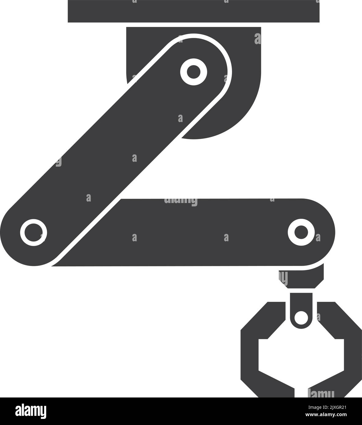 Manipolatore manuale industriale. Icona nera del braccio robotizzato Illustrazione Vettoriale