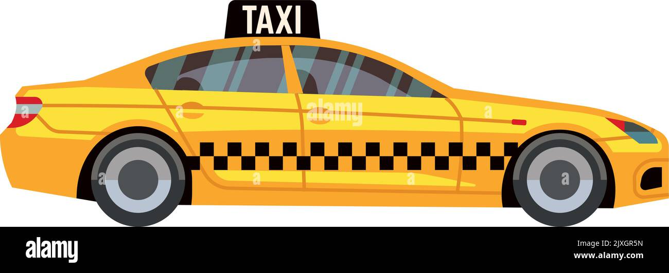 Vista sul lato taxi. Icona cabina urbana gialla Illustrazione Vettoriale