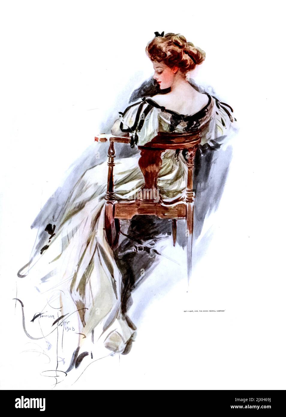 She Sports a Witching Gown dal libro ' American Beauties ' di Harrison Fisher, 1875-1934 Editore Indianapolis, The Bobbs Merrill Company 1909 Foto Stock