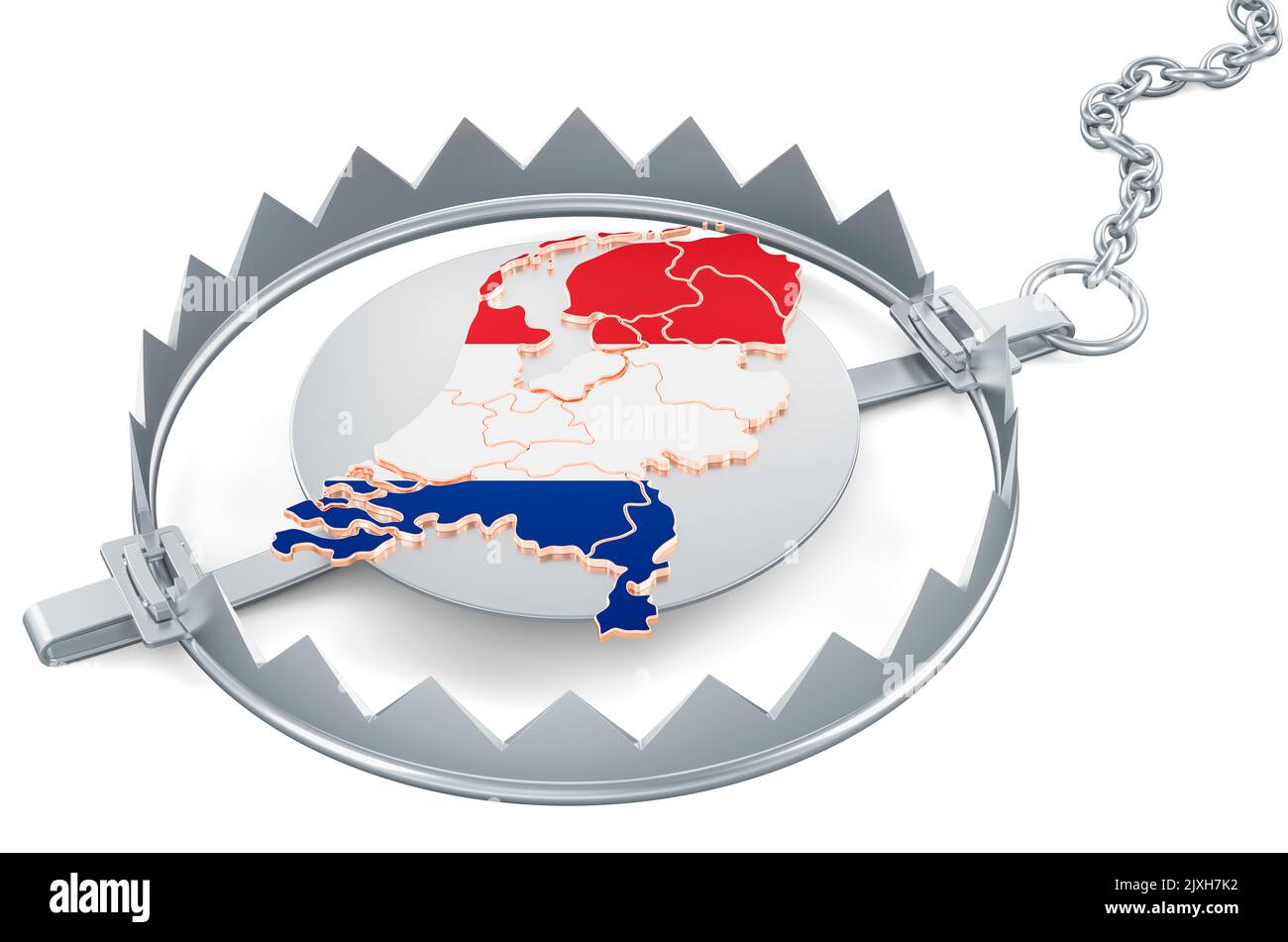 La trappola dell'orso olandese, 3D che rende isolato su sfondo bianco Foto Stock