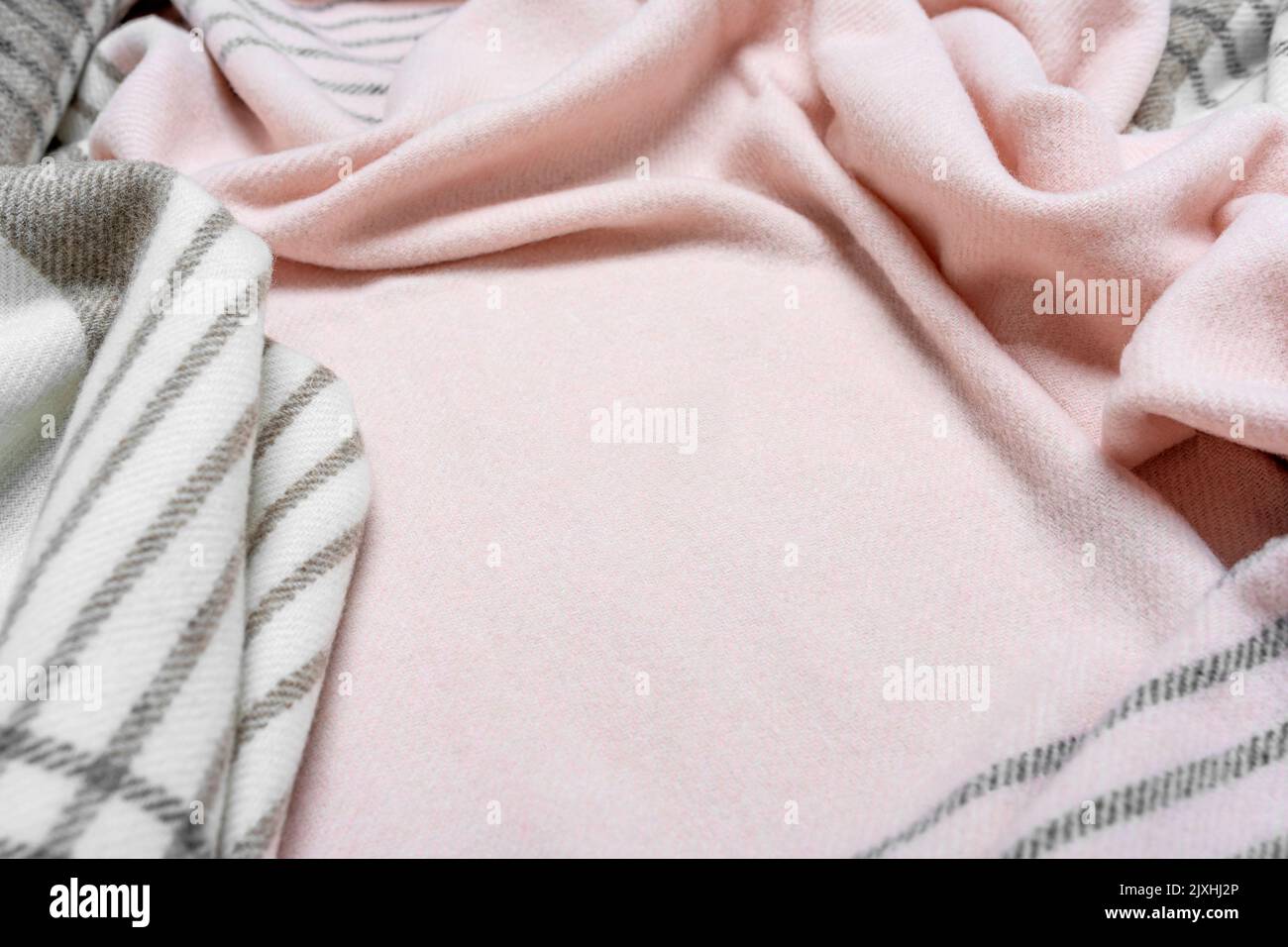 La texture di una calda coperta invernale. Foto Stock