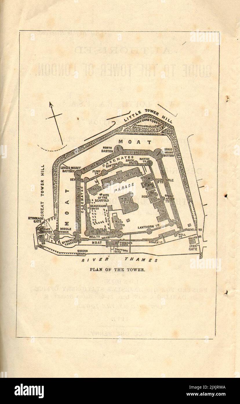 Pianta della Torre dal pamphlet " Guida autorizzata alla Torre di Londra " di Loftie, W. J. (William John), 1839-1911; Dillon, Harold Arthur Lee-Dillon, 17th Visconte Dillon, 1844-1932 Data di pubblicazione 1911 Editore His Majesty's Stationery Office (HMSO) Foto Stock