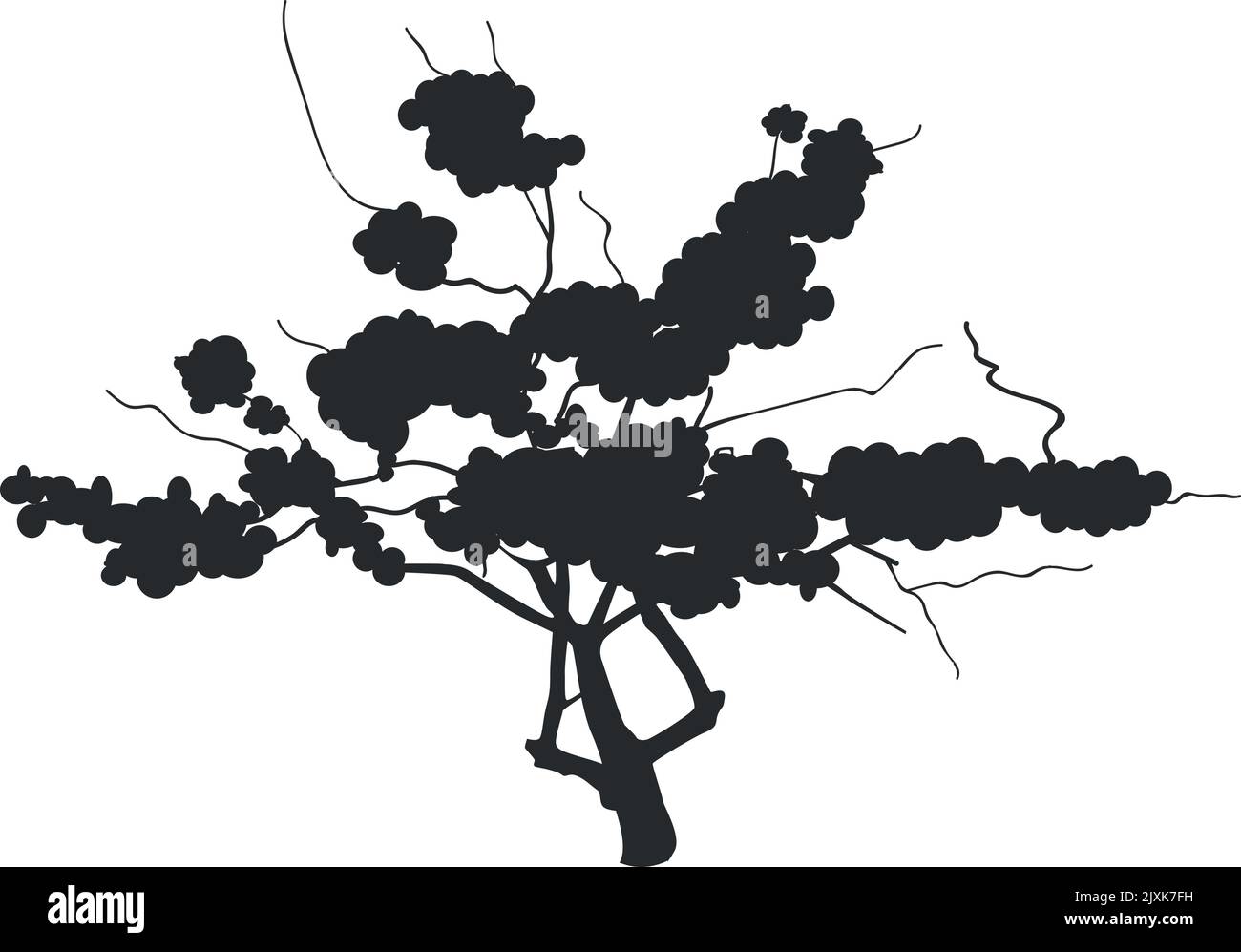 Silhouette di piante da giardino. Simbolo dell'albero di frutta nero Illustrazione Vettoriale