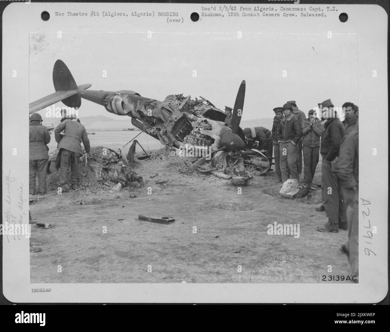 Algeri, Algeria-Lockheed P-38 naufragato dai bombardamenti. Foto Stock