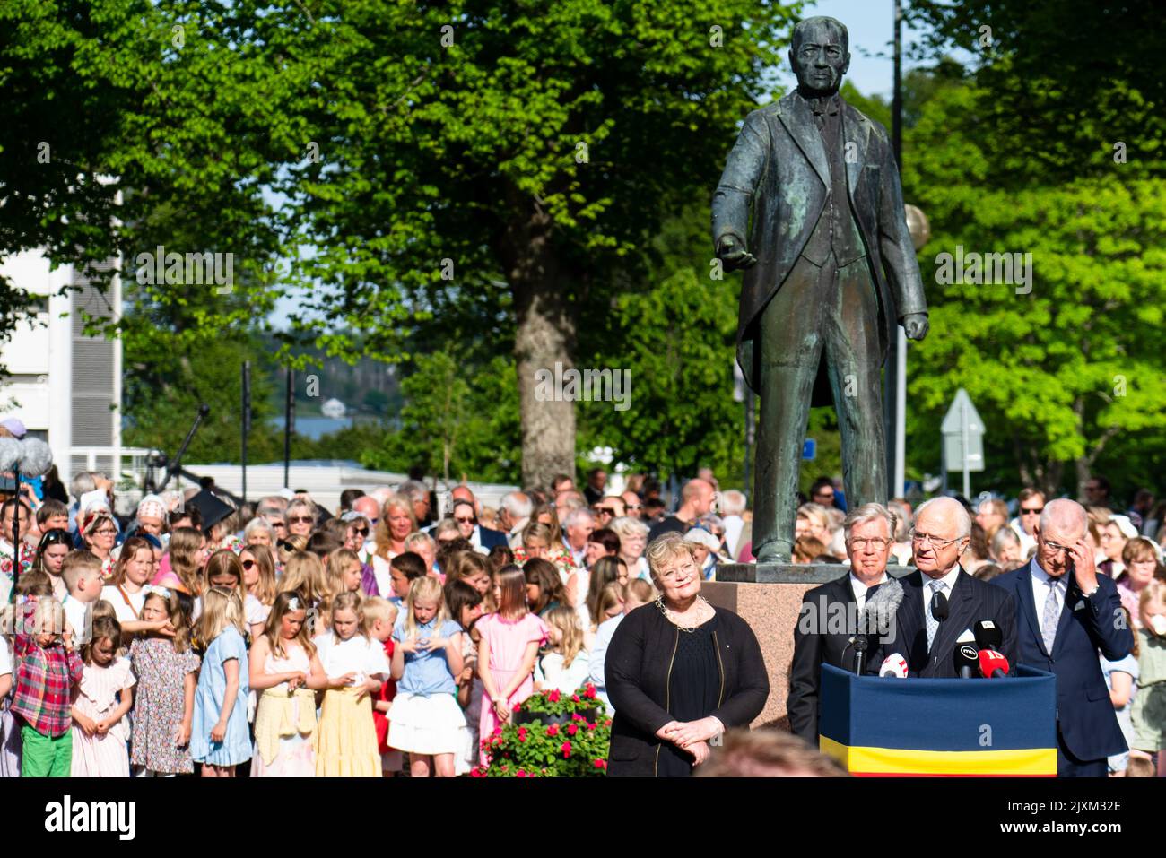 Discorso di Re Carl XVI Gustaf di Svezia alle celebrazioni del 100° anniversario di Åland a Mariehamn, Finlandia, il 09.06.2022. Fotografia: Rob Watkins/Alamy Foto Stock
