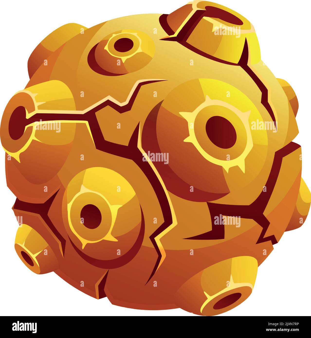 Pianeta fantasy cartone animato. Spazio giallo roccia secca Illustrazione Vettoriale