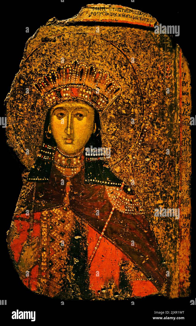 Santa Caterina - 14th ° secolo, Museo bizantino e cristiano ad Atene, Santa Caterina d'Alessandria, raffigurata come una principessa Foto Stock