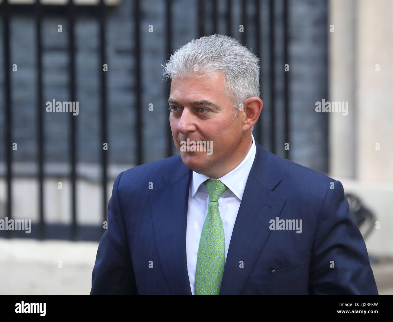 Londra, Regno Unito. 7th Set, 2022. Liz Truss, il nuovo primo ministro, ha tenuto il suo primo incontro con il suo nuovo gabinetto. Il segretario alla giustizia Brandon Lewis lascia il n. 10 dopo l'odierna riunione del gabinetto. Credit: Uwe Deffner/Alamy Live News Foto Stock